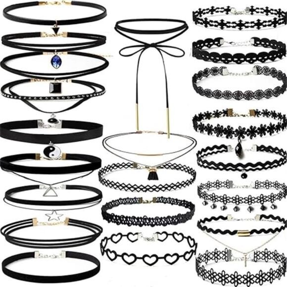 22 Pcs Necklaces Black Velvet Choker Set for Womens Velvet Choker Set - Picture 8 of 8